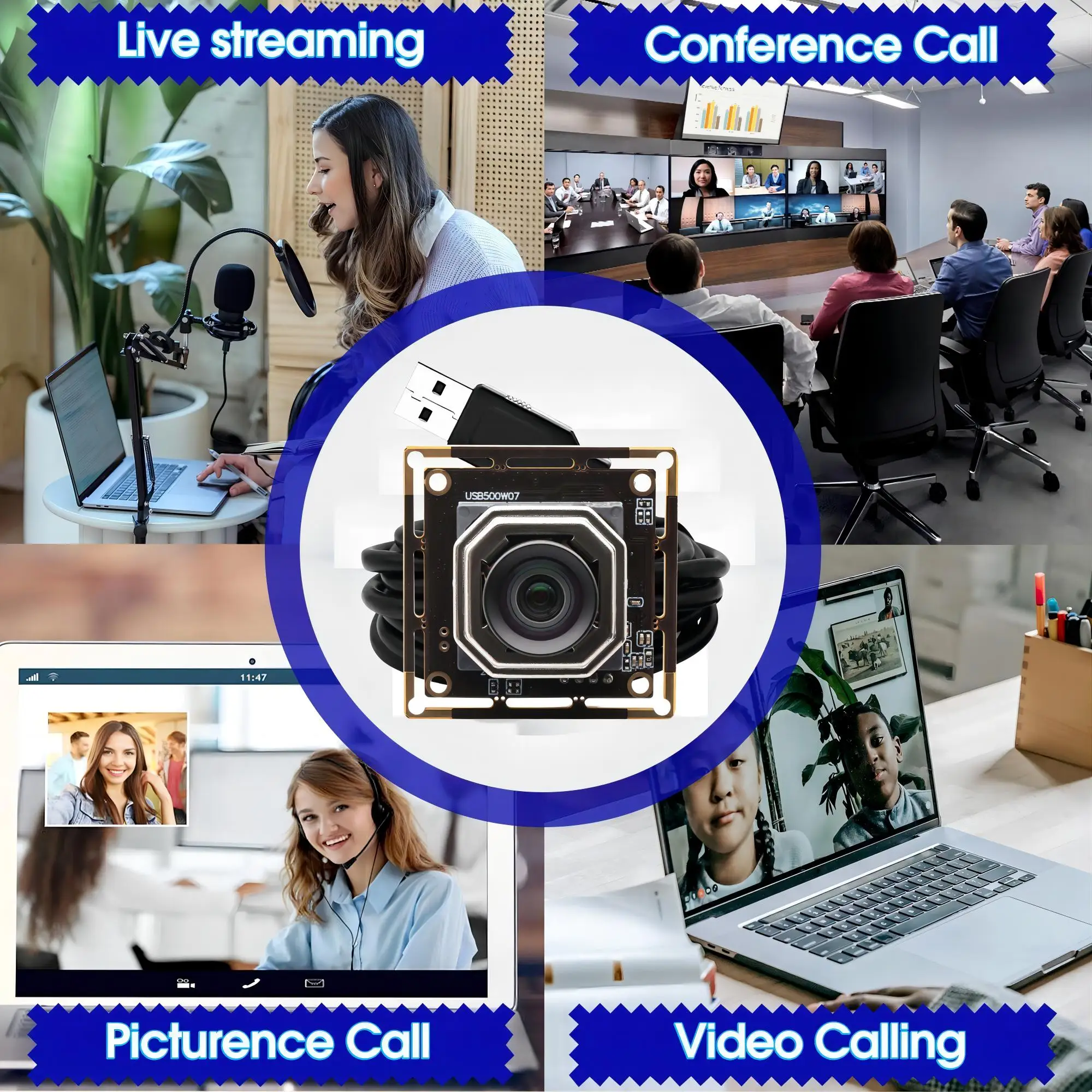 ELP 자동 초점 USB 카메라 모듈, MJPEG 30fps 2592*1944 미니 HD 내장 웹캠, 12mm 렌즈 포함, 5MP IMX335