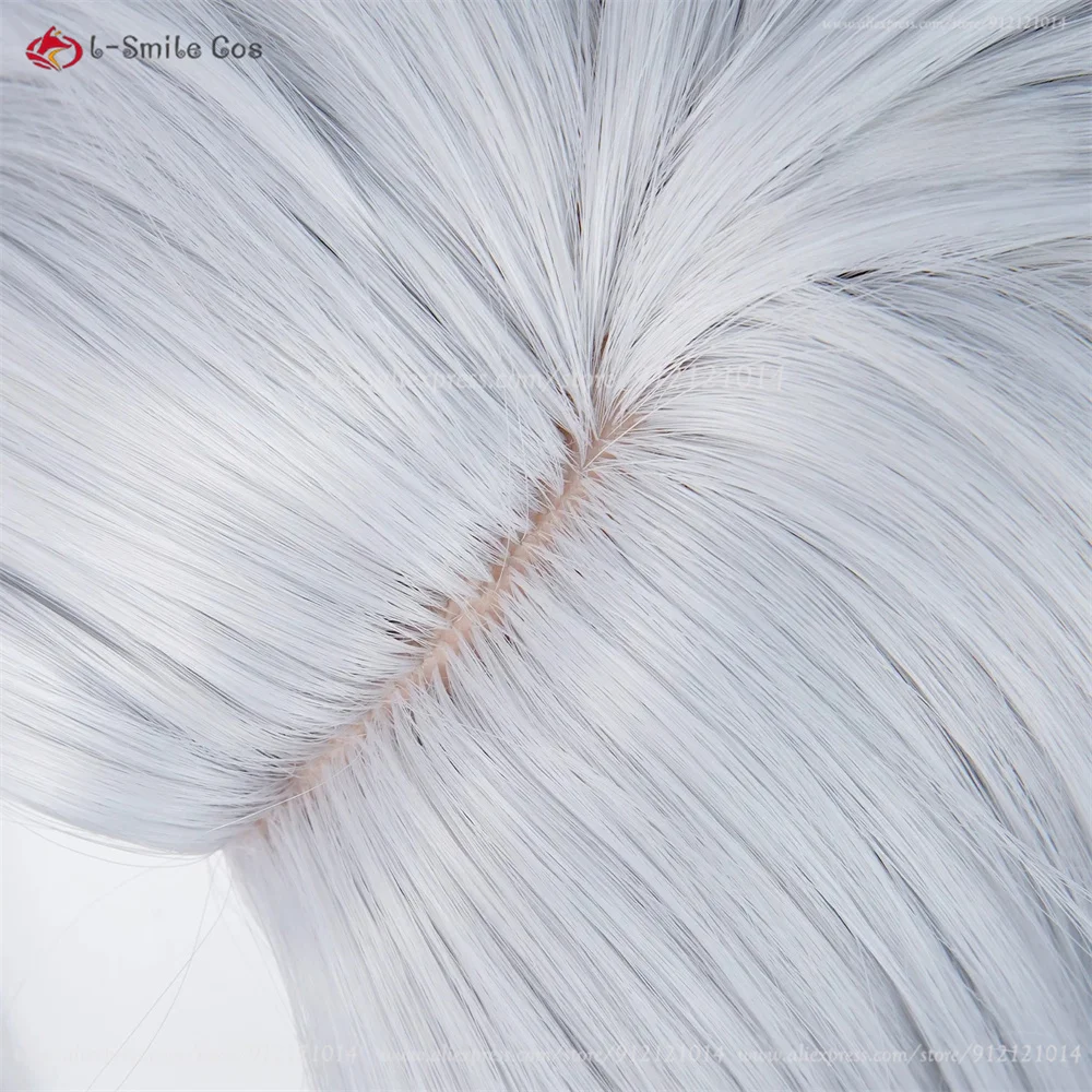 Lantern Rite Neuvillette Cosplay Perücke 98cm Grau-Blau Hitzeresistent Synthetik Halloween 12