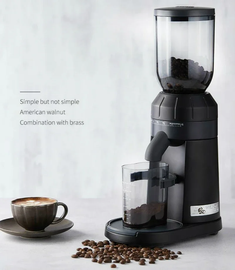 

Welhome ZD-15BK 250g электрические кофемолки, итальянская кофемолка для дома, коммерческая маленькая конусная сталь 1400 об/мин, черная RoHS