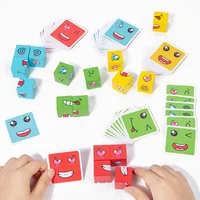 Face Change Expression Kids Puzzle Building Blocks Toy Montessori teaching Blocks Wooden Parent-child interaction Toy Gift 1