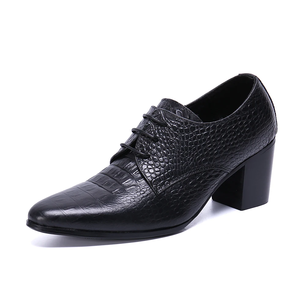 

Fashion Men's Shoes Heightened Pointed Toe Lace-up Leather Shoes Comfortable Breathable Wear-resistant Non-slip Casual Shoes