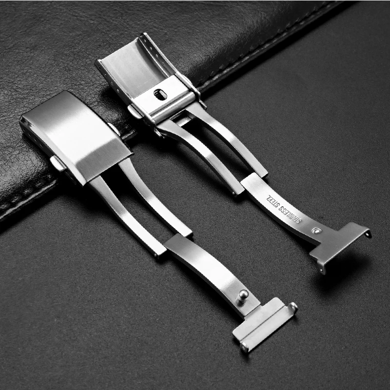 Solid 316L Gold Stainless Steel Watch Band Buckle with Double Lock Safety Clasp