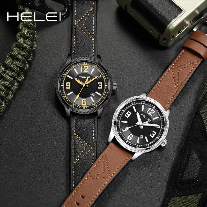 HELEI2024 hot models original brand large digital dial men's quartz watch men's wristwatch clock watch waterproof men's watches