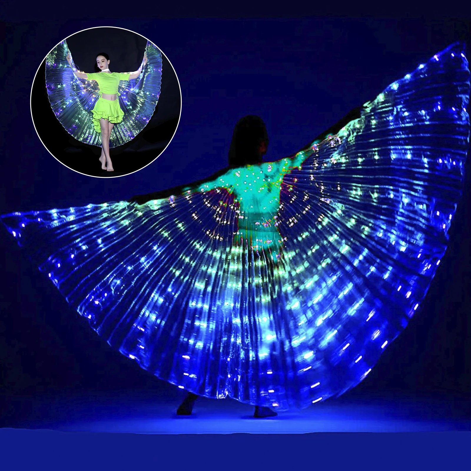

LED Angel Wings Light Up Butterfly Cape Colorful Butterfly Wings Lightweight Portable Belly Dance Costumes Wings for Adults Kids