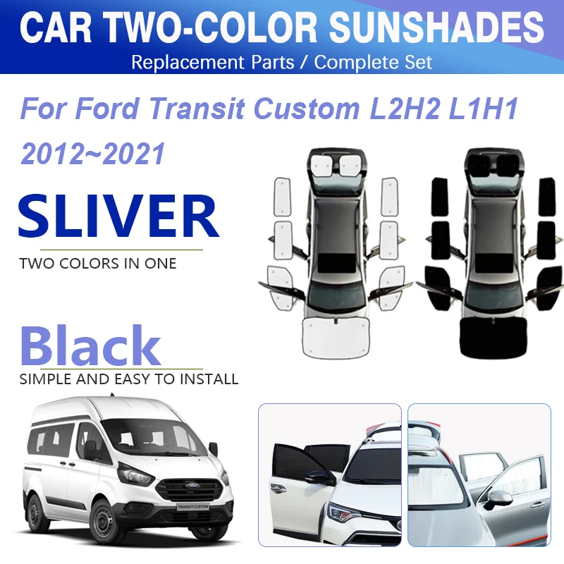 

For Ford Transit Custom Tourneo L2H2 L1H1 2012~2021 Car Window Sunshades Black Silver Window Visor Shield Windshield Accessories