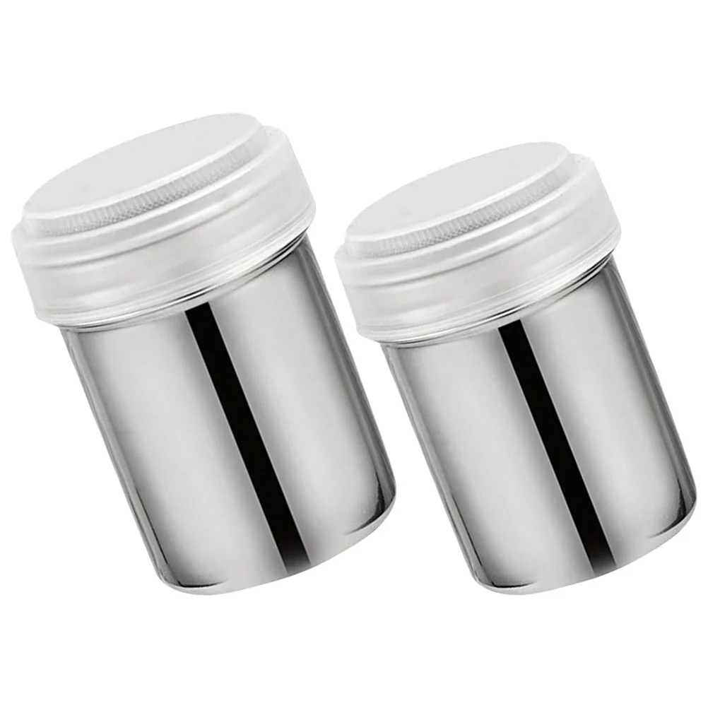 

2pcs Versatile Sifter Dispenser Stainless Steel Spice Shaker Cocoa Flour Coffee Shaking Bottle