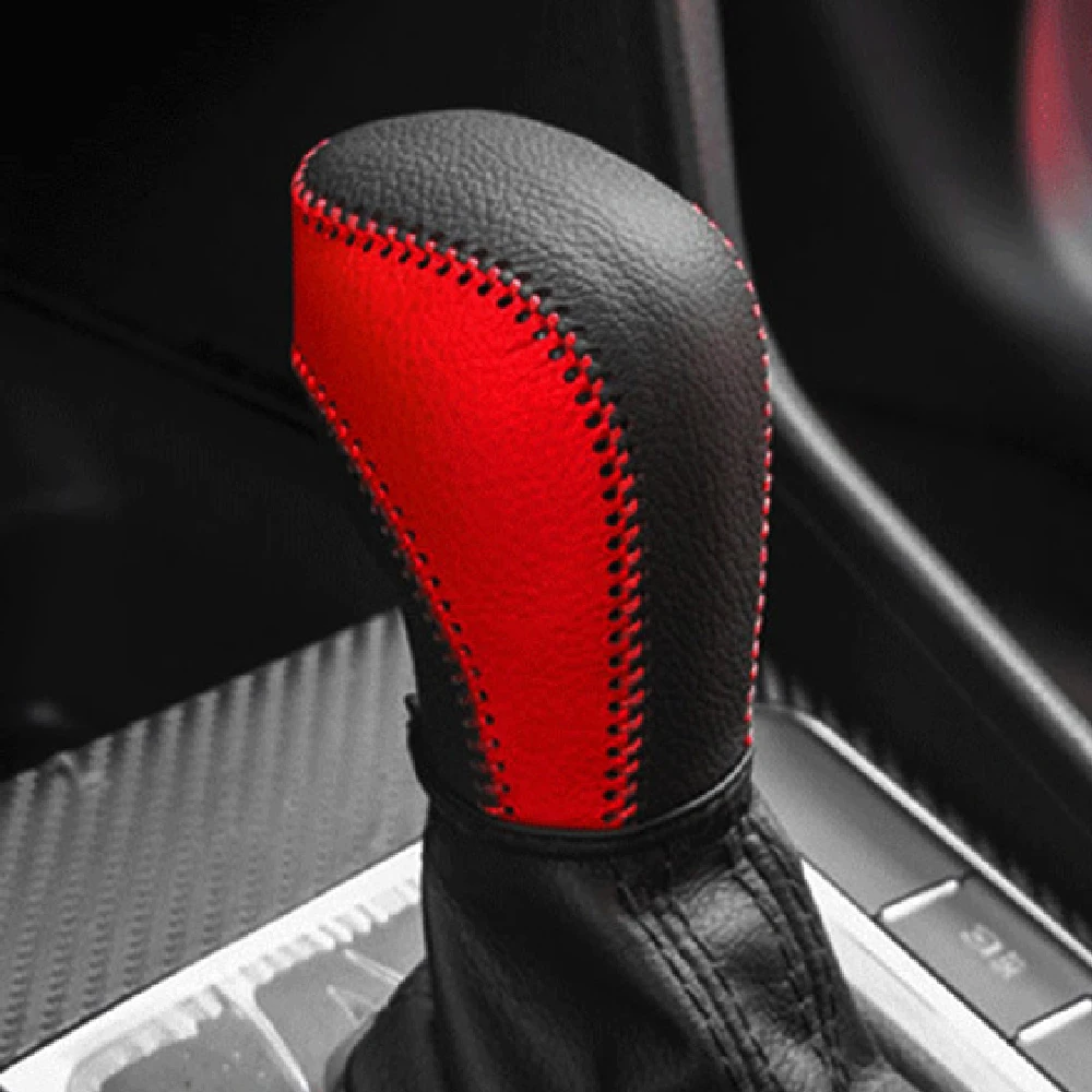 Genuine Leather for Volkswagen VW Tiguan L MK2-Car Gear Head Shift Knob Cover Gears Collars Car-styling