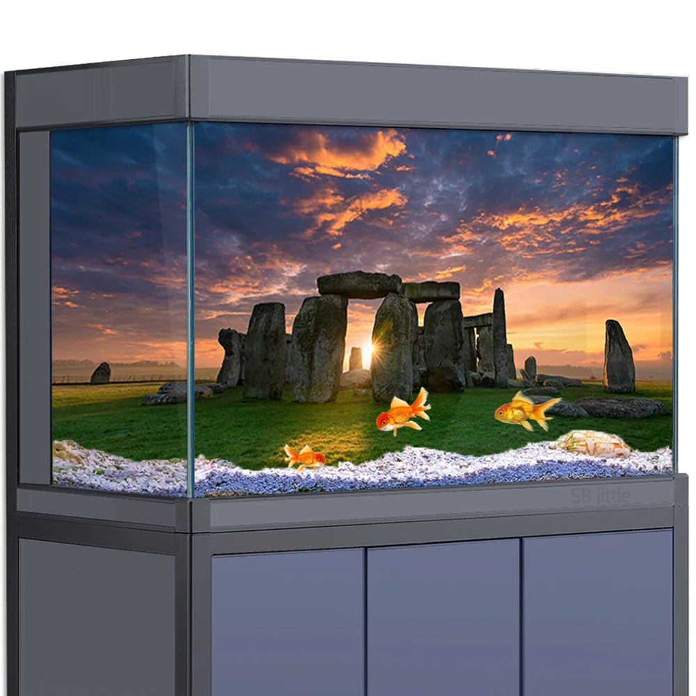 Aquarium Background Sticker Decoration for Fish Tanks,   Stonehenge England  HD 3D Poster 5-55 Gallon  Reptile Habitat