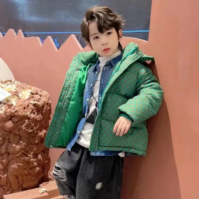 Jaqueta acolchoada com capuz infantil, Casaco de inverno infantil