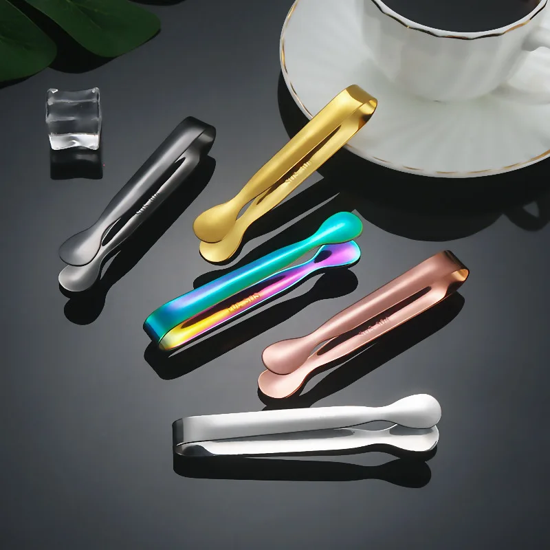 304 Stainless Steel Sugar Cube Clip Sugar Tong Hotel Bar Ice-Cube Picker Coffee Tea Food Serving Tool,BBQ Food Tongs 1pcs