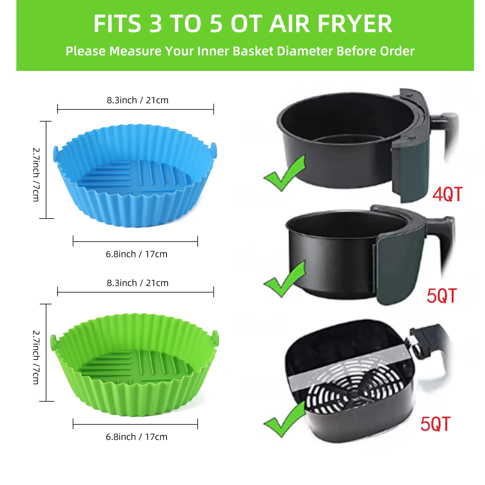 Air Fryer Silicone Liners Air Fryer Silicone Pot Reusable Silicone Air  Fryer Liners Food Safe Non Stick Air Fryer Basket Accesso - AliExpress