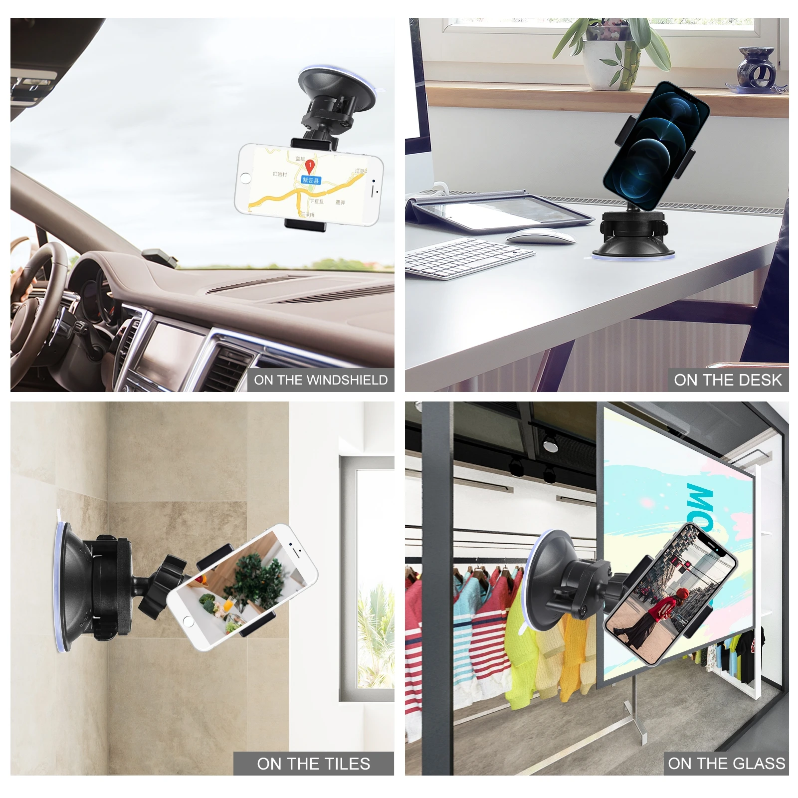 PULUZ Mini Suction Cup Car Holder 360 Degree Rotating Phone Clamp Bracket, Phone Width: 6cm-9cm