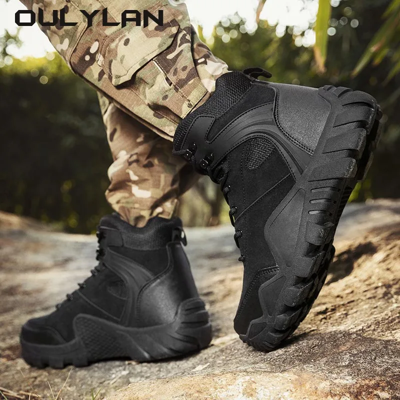 

OULYLAN Military Tactical Combat Boots Men Outdoor Camping Climbing Hiking Shoes Men's Sports Security Boots Trekking Sneakers