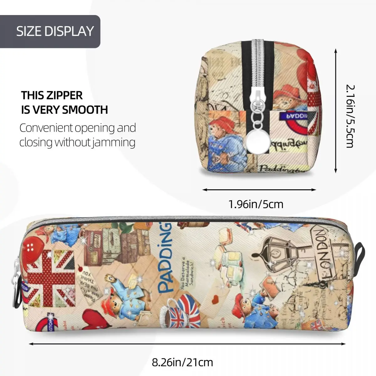 Paddington Brown Bear Pencil Case Britain Cartoon Movie Pencilcases Pen for Student Big Capacity Bag Office Gifts Stationery