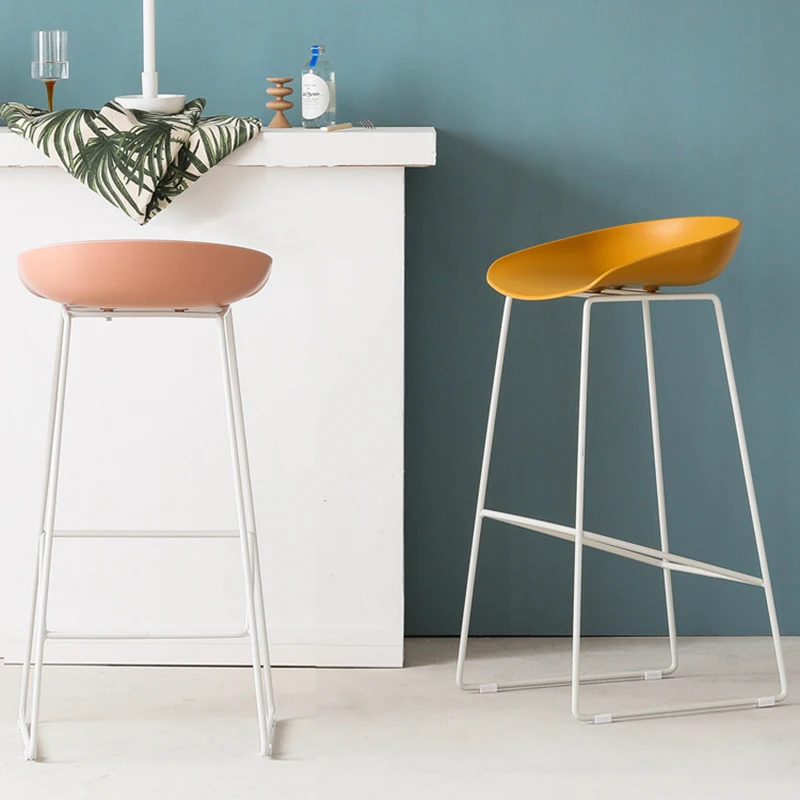 

Металлические минималистичные дизайнерские барные стулья, современные розовые барные стулья, пластиковые уличные барные стулья, мебель для бара HY