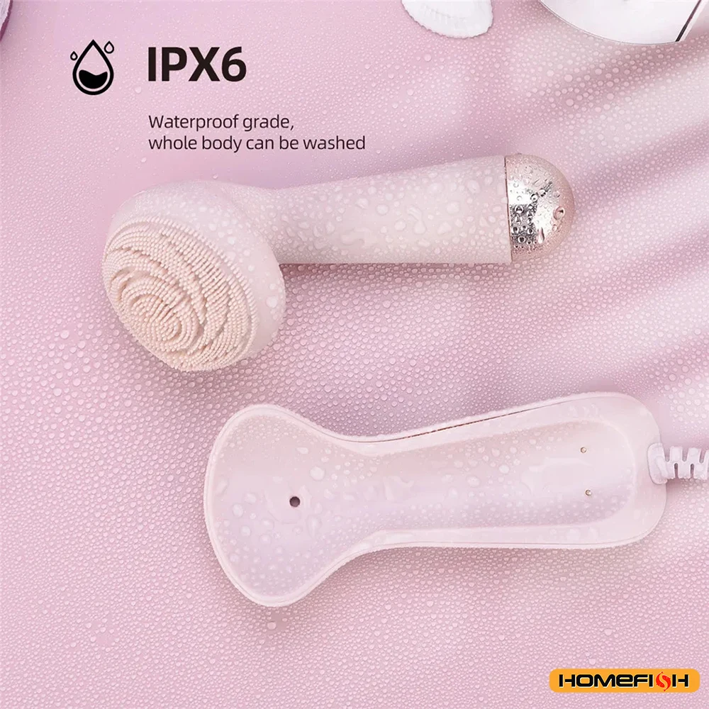 Rechargeable Electric Silicone Facial Cleansing Brush Waterproof Vibration Massage Tool for Deep Pore Cleansing