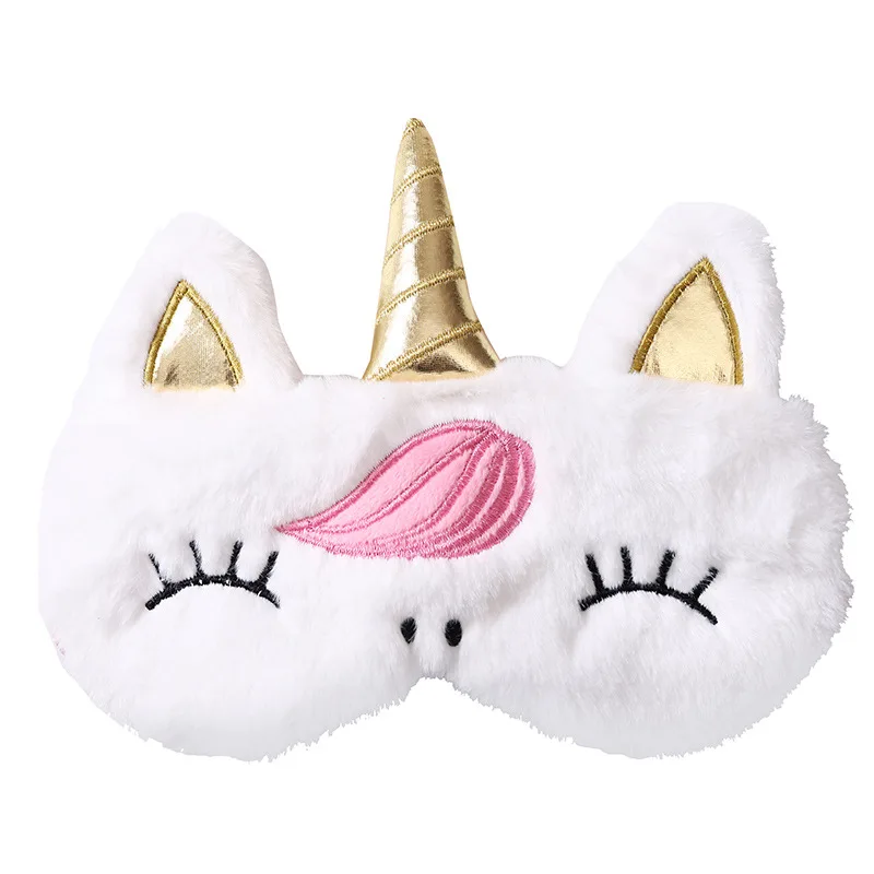 Plush Cartoon Unicorn Sleep Mask - Soft and Fun Animal Eyeshade for Travel and Relaxation