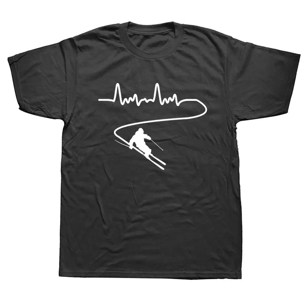 

Футболка мужская оверсайз, хлопковая с коротким рукавом, с рисунком, для катания на лыжах, сноуборде, сердцебиения, дня рождения, забавная, в стиле Харадзюку