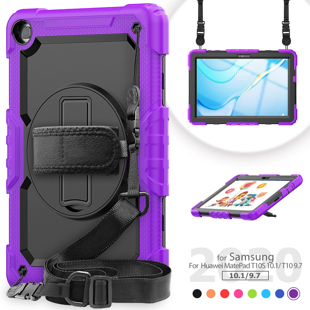 

For Huawei MediaPad T5 10.1 AGS2-W09 Kids Shoulder Strap Tablet Cover for huawei MatePad T10 9.7 2020 T10S 10.1 Shockproof Case