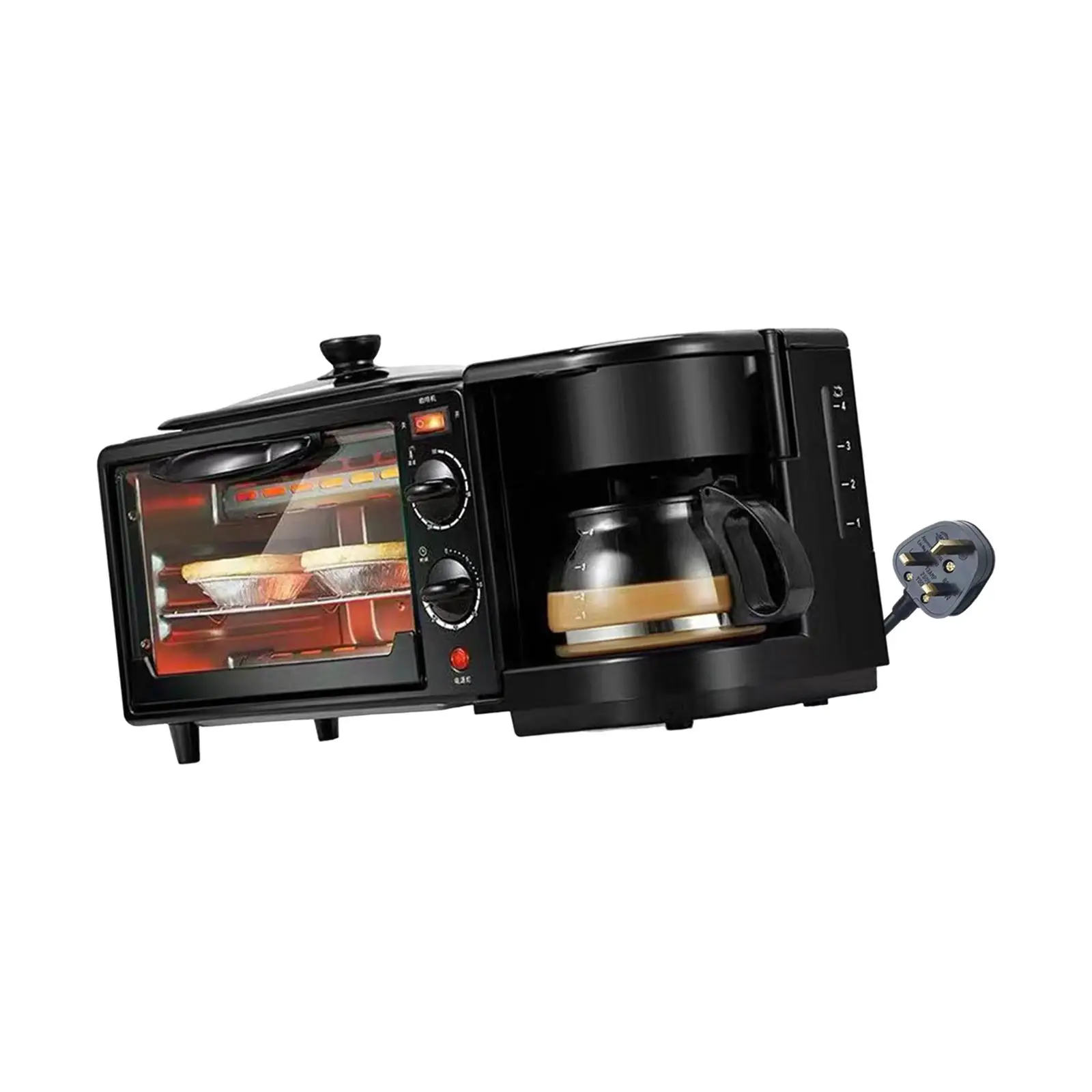 3 in 1 Breakfast Machine Oven Breakfast Maker Small Kitchen Appliances Breakfast Maker with Timer Non Stick Griddle for Sandwich