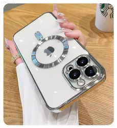Vibrant Electroplated Magnetic Lens Protector Case with MagSafe Compatibility for iPhone 12 Mini (Silver)