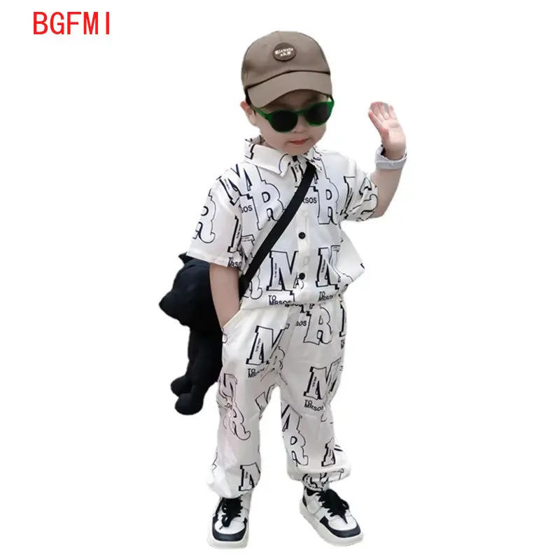 

Handsome Baby Summer Clothes Short Sleeve Letter Teenage Boys Shirt + Long Pants Two-piece Suit Wears for Kids Boys 2-12Y