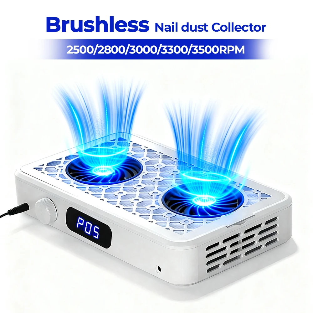 Professional Turbo Vacuum Cleaner Brushless Nail Dust Collector Two Hands thumbnail 5