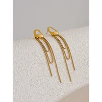 Chaîne à pampilles en métal en acier inoxydable, longues boucles d'oreilles suspendues pour femmes et filles, usage quotidien, bijoux tendance recommandés 5
