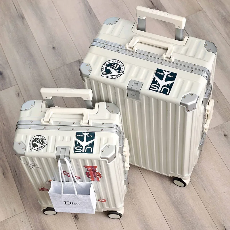 Pull Bar Suitcase Rolling Luggage Female 20 24 26 28" Strong Thick Durable Trolley Box Male Travel Boarding Password Box Suitcase Soundproof Wheel