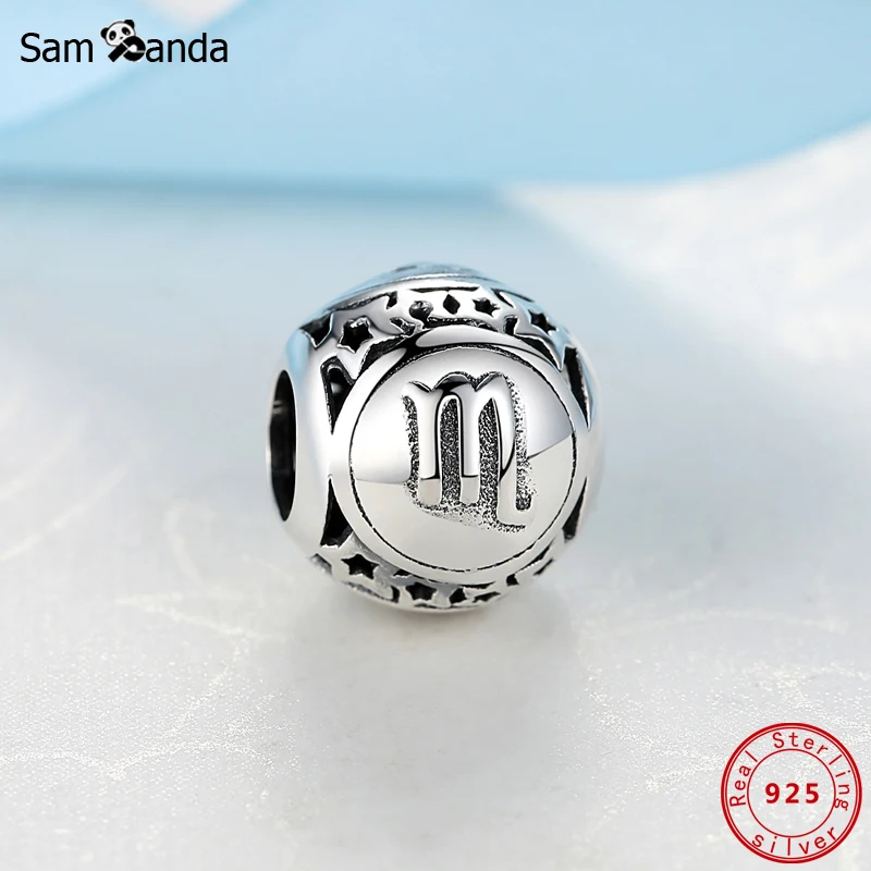 Original 925 Sterling Silver Bead Charm Libra Leo Star Sign Charms - Main Image