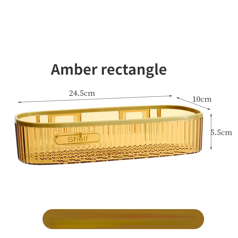 1pc Plastic Multipurpose Wall Mount Paste Style Bathroom Shelf for Storing Toiletries Bathroom Kitchen Storage Rack 4