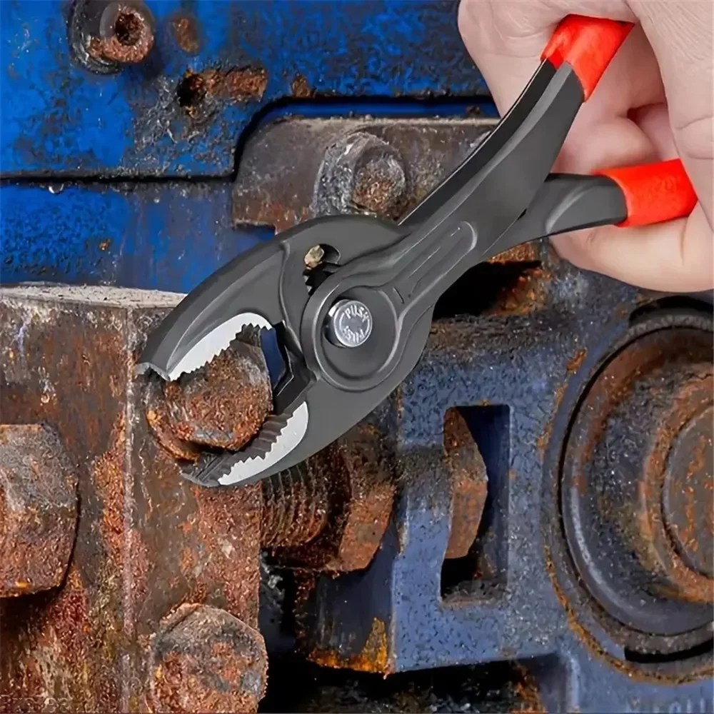 8-Inch Snap-Ring Stainless Steel Pliers Multi-Function Quick Adjust Home Repair Pliers Large Opening Pipe & Wire Hand Tool 6