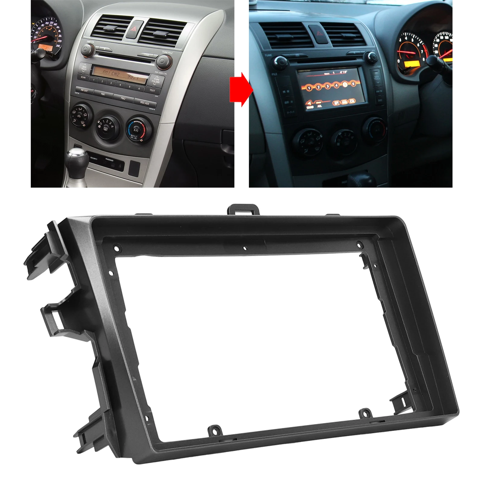 

Car Radio Fascia Panel Frame 2 Din 9 Inch Audio Stereo Panel Mounting Installation Dash For Toyota corolla 2006-2013
