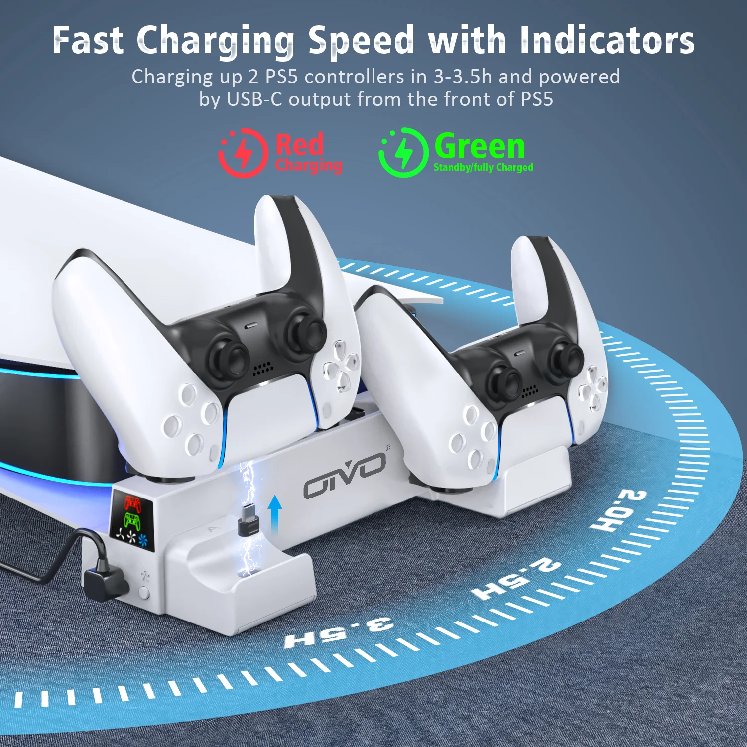 PS5 Cooling Stand OIVO for PS5 Console Horizontal Cooling Stand Base Holder Controller Charger