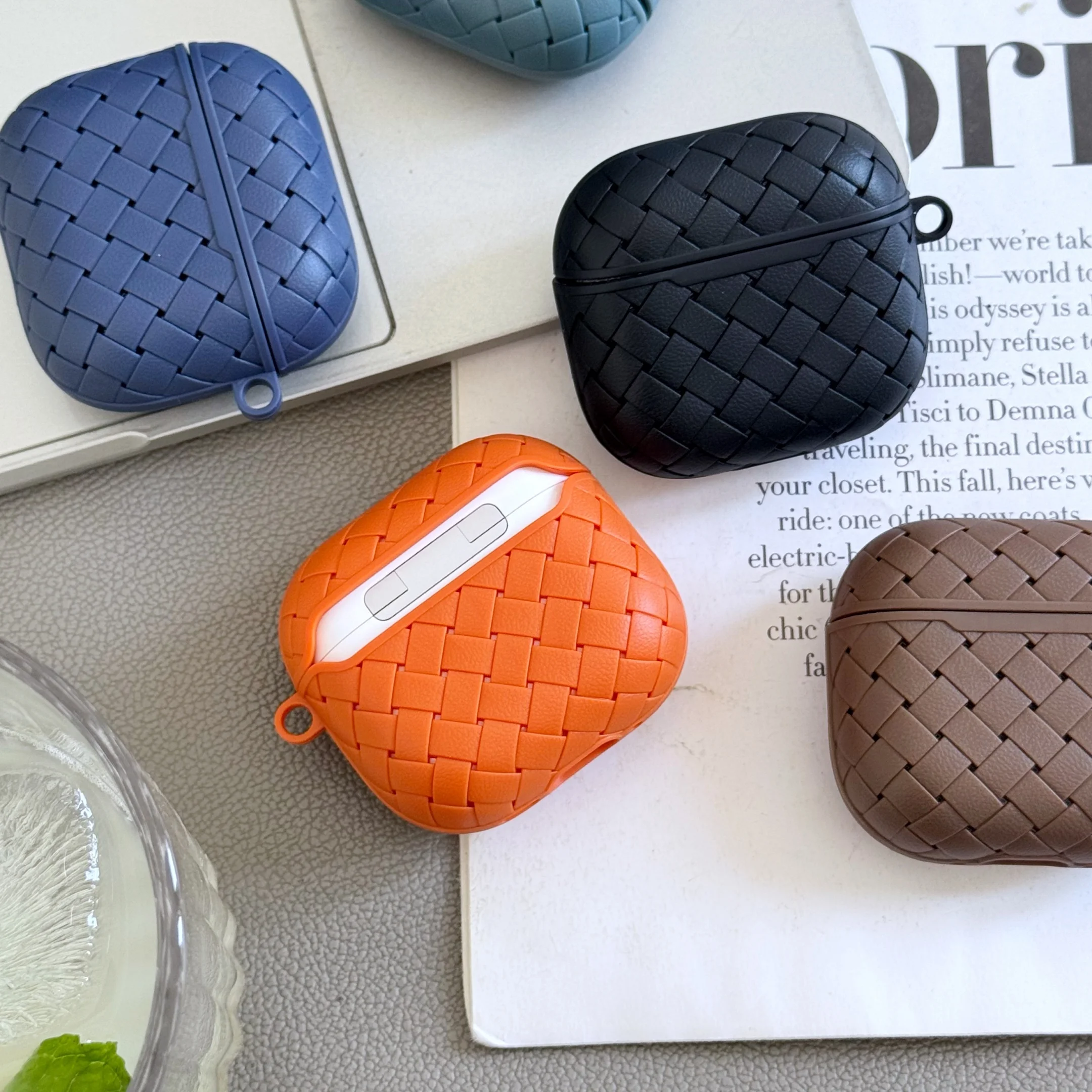 Woven Texture Soft TPU Shockproof Earphone Case Cover