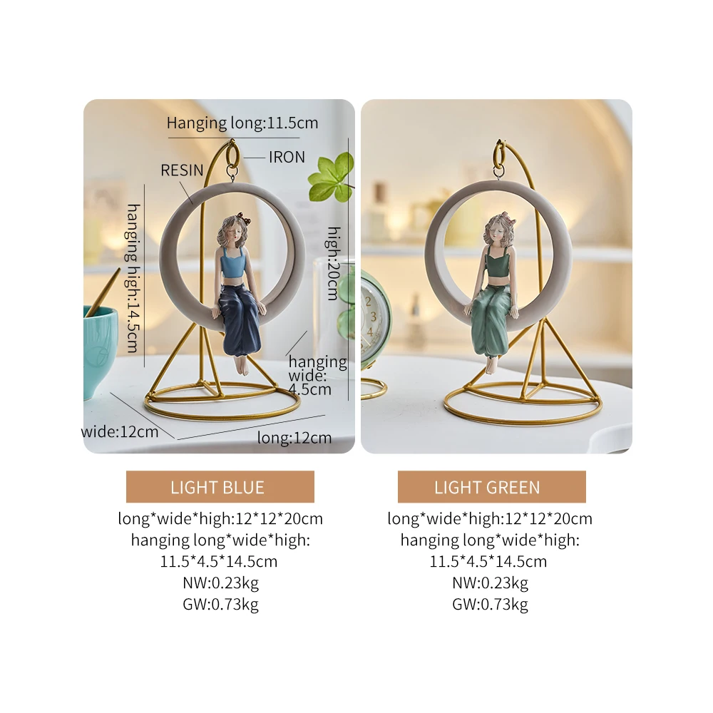 Nordic Home Decoration Modern Girl Swing Ornament Kawaii Bubble Girl  Sculpture Living Room Desktop Figurine Resin Craft Gift