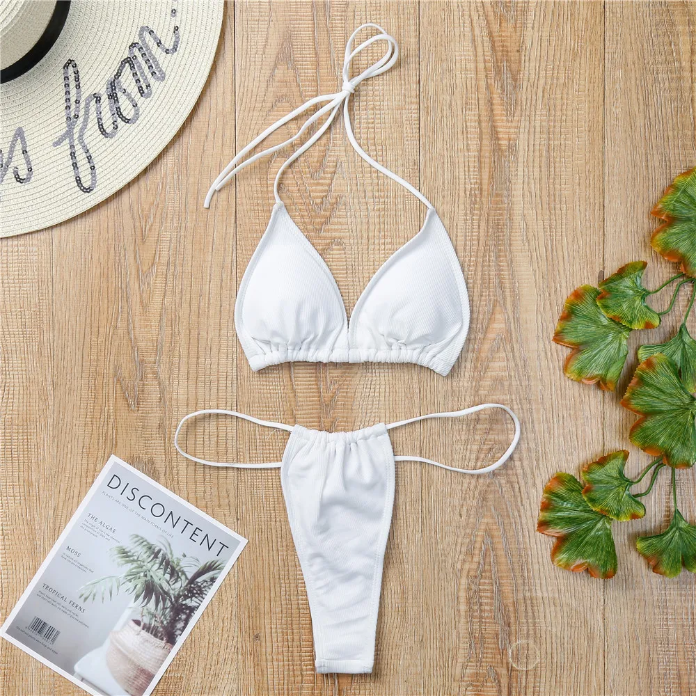 Cheap and Affordable Women's Bikini Set New Fashion Women's Swimsuit Sexy and Simple Strap Bikini Set Casual Slim Fit Swimsuit