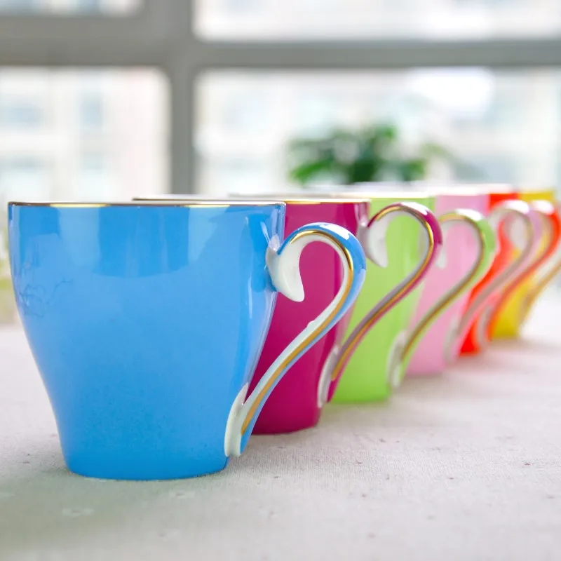 Set Di Tazze E Piattini Da Caffè In Porcellana Bone China Colorati Da 220Ml, Set Di Tazze Nespresso, Tazza Da Caffè Tazas Cafe Termos, Set Di Tazze Da