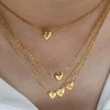 Ladies Minimalist Small Love Initial Necklace Jewelry Stainless Steel 18k Gold Plated Mini Heart Shape Letter Pendant Necklace