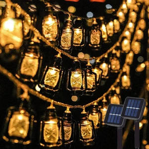 Светодиодная гирлянда на солнечной батарее, наружное водонепроницаемое Рождественское украшение, 30 лампочек в стиле ретро, для кемпинга, палатки, сада, фонарик, 1 ~ 2 шт.