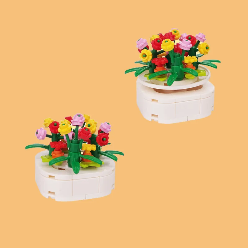 Moc Small Particle Flower Building Blocks Flower Bed Assembling Diy Toys Accessories Park Scene Botanical Garden Model Bricks