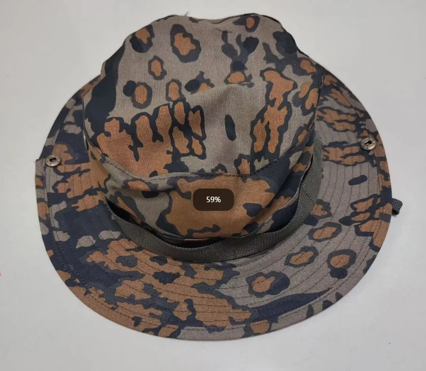 German Oak Camouflage Boonie Hat Man Outdoor Round Cap Brown Autumn
