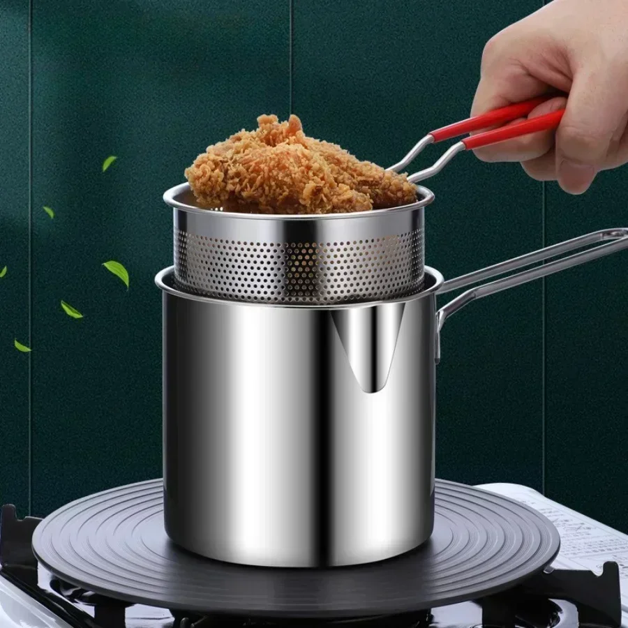 Stainless Steel Deep Fryer With Frying Basket Small Pot Multifunctional Kitchen Specific Frying Chicken And Other Cooking Tools