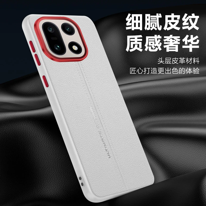 Elegant PU Leather Shockproof Phone Back Cover - Simple Style