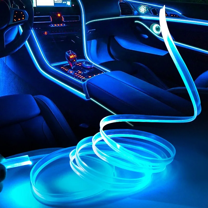 5MTR ice Blue Car Interior Lighting Auto LED Strip EL Wire Rope Auto  Atmosphere Decorative Lamp Flexible Ambient Neon Light DIY For All Cars