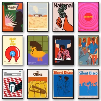 Vintage Move Poster Silent Disco Illustrations Retro The Office Wall Art Living Room Posters Bedroom Painting No Frame 1