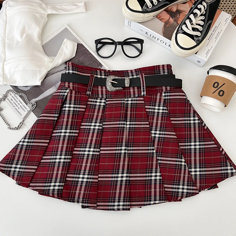 Saia Plissada Saia Xadrez Anos 90 Mini-saia Xadrez Plissada