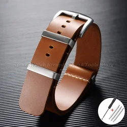 Premium Retro Genuine Leather Watch Strap - Men’s Replacement Wristband - 18mm (Light brown)