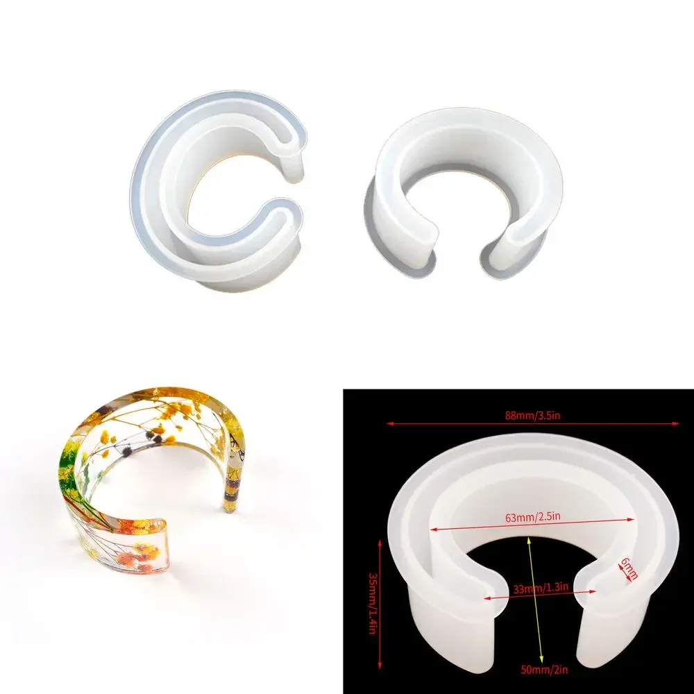 Molde De Silicona Para Pulseras De Resina En Forma De C - Reutilizable, Antiadherente, Para Manualidades Y Joyería