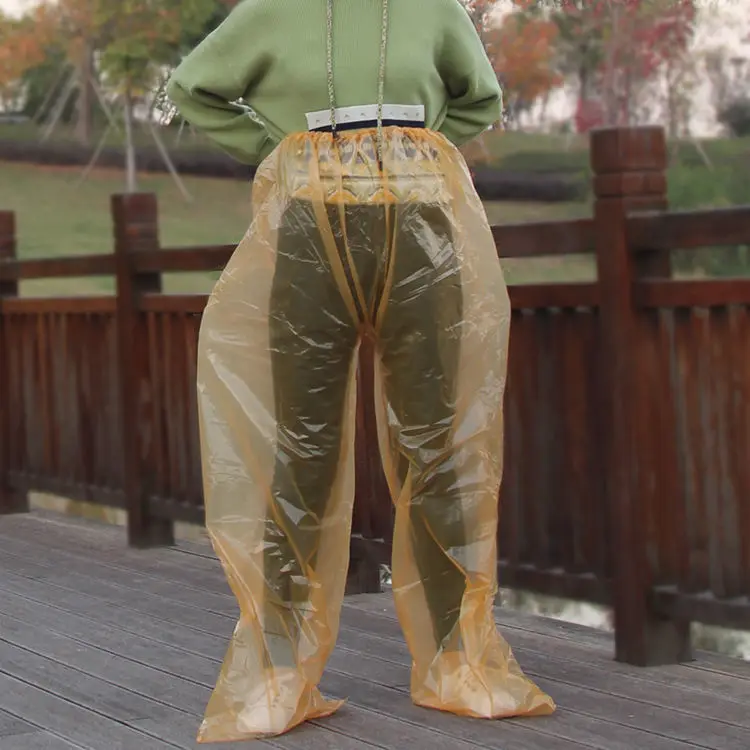 Foot-Wrapped Thickened Wear-Resistant Foot-Sealed Rain Pants Long Outdoor Portable Raincoat Drifting Waterproof Pants Cycling Disposable Rain Pants